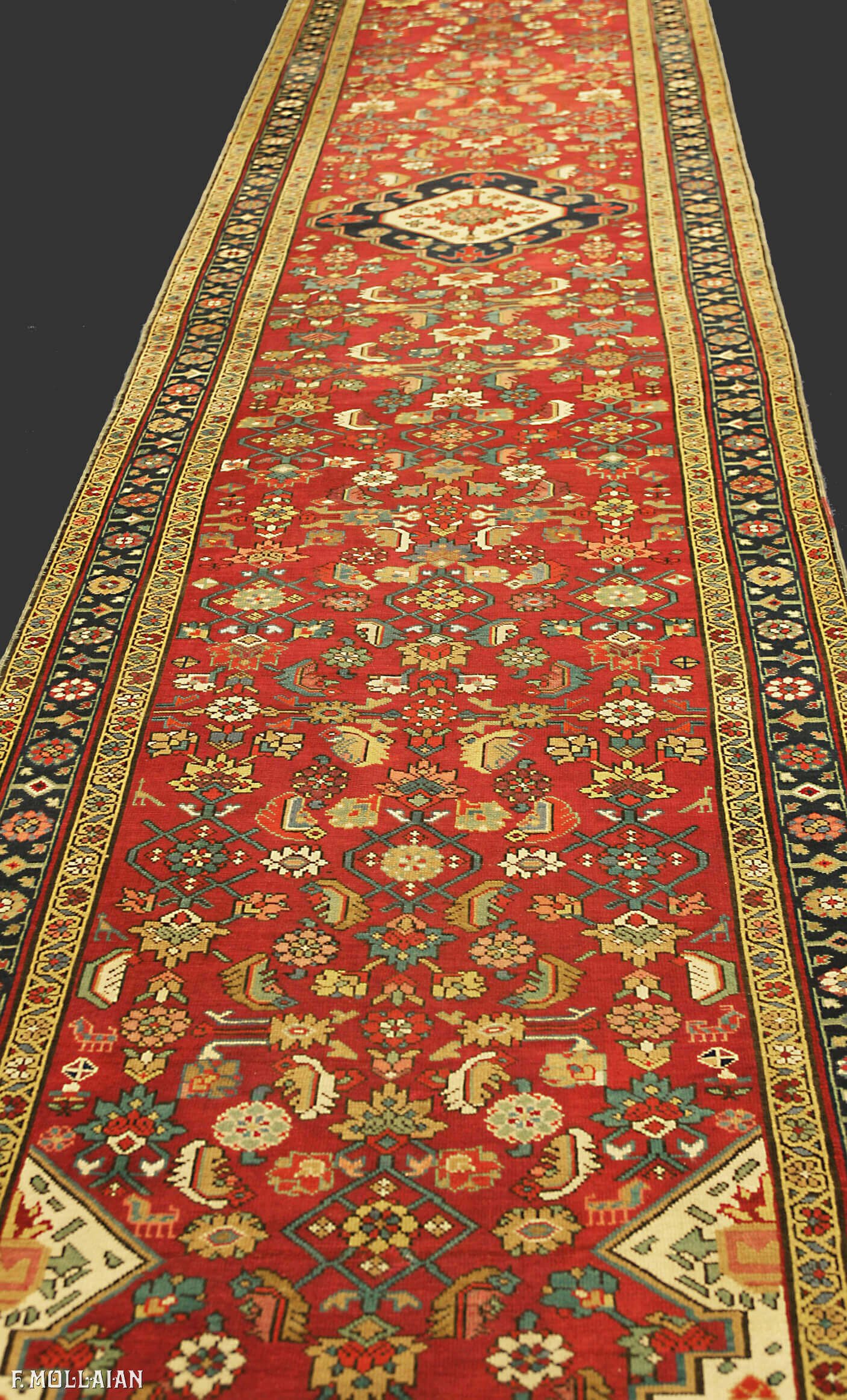 Hand-Knotted Antique Caucasian Karabakh (Qarabag) Long Runner Carpet n°:36743003